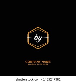 BY Initial handwriting logo template vector