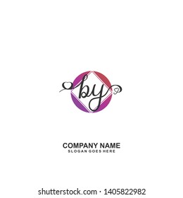 BY Initial handwriting logo vector