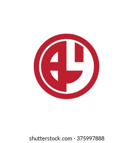 BY initial letters circle business logo red
