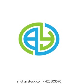 BY initial letters looping linked ellipse logo blue green