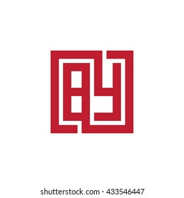 BY initial letters looping linked square logo red