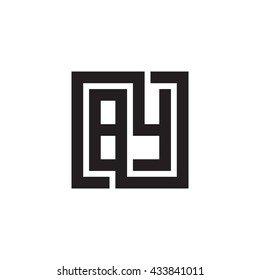 BY initial letters looping linked square monogram logo