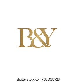 B&Y Initial logo. Ampersand monogram golden logo