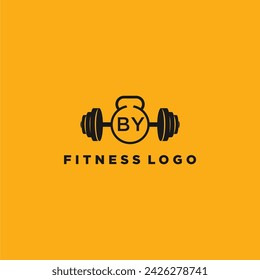 POR monograma inicial para fitness o logo de gimnasio con diseño creativo de barra