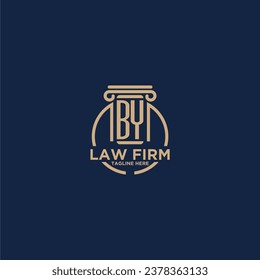 BY initial monogram for law firm with creative circle line
