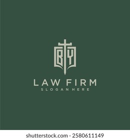 BY initial monogram for law firm with sword and shield logo image