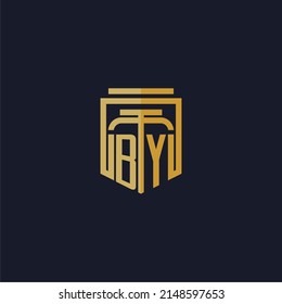 BY initial monogram logo elegant with shield style design for wall mural lawfirm gaming