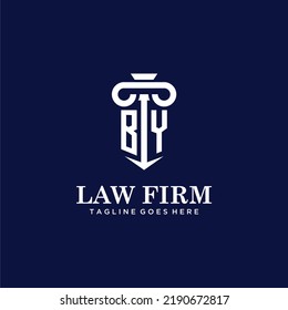 BY initial monogram logo lawfirm with pillar design