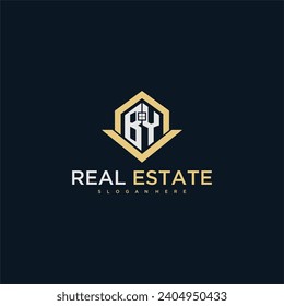 Logo de monograma inicial para inmobiliaria con diseño creativo en forma de casa