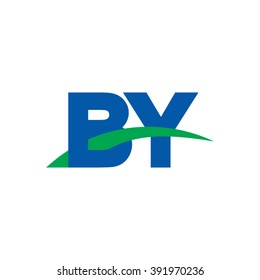 BY initial overlapping swoosh letter logo blue green