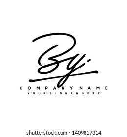 BY initial signature logo. handwriting logo template vector,