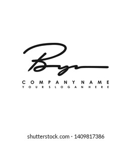 BY initial signature logo. handwriting logo template vector,