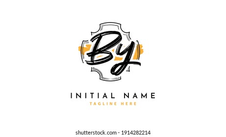 BY Initials, handwriting logo vector