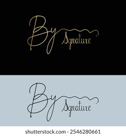 By initials Handwriting signature logo. By Hand drawn Calligraphy lettering Vector. By letter real estate, beauty, photography letter logo design.