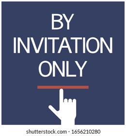 By invitation only!
A graphic poster with text content executed in blue, red, white colors.