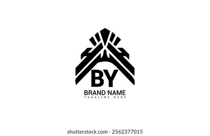 BY letter logo creative design. BY unique design. BY creative initials letter logo concept. BY letter logo design on black background.