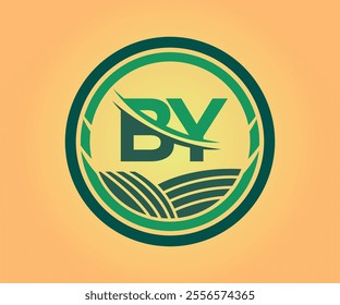 BY letter logo design with a circle shape 