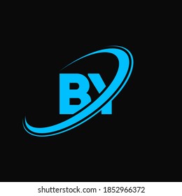 BY letter logo design. Initial letter BY linked circle uppercase monogram logo. BY logo, B Y design. by, b y