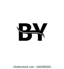 BY Letter Logo Design Vector With Blue and Grey Colors. BY Logo Design.