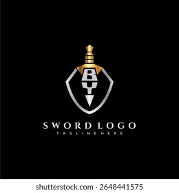 BY letter luxury monogram for shield and sword style image