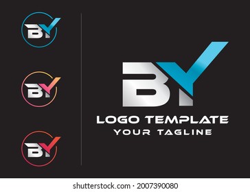 BY letter vector minimal logo design template