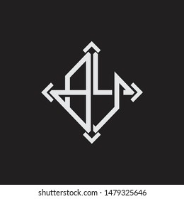 BY Logo Abstrac letter Monogram with Arrow in every side isolated on black background
