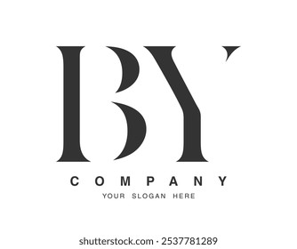 BY logo design. Initial letter b and y serif font style. Creative classic company name typography. Trendy logotype or identity. Vector illustration.