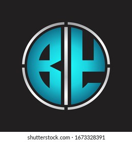 BY Logo initial with circle line cut design template on blue colors