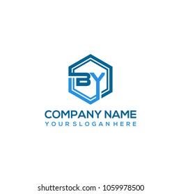 BY logo letter initial, Abstract polygonal Background Logo,