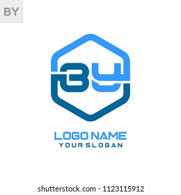 BY logo letter initial, Abstract polygonal Background Logo,