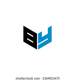 BY Logo Letter Initial With Black and Blue Colors