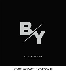 BY Logo Letter Monogram Slash with Modern logo template on Black Color and White background