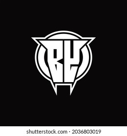 BY Logo monogram with circle rounded shape design template on black background