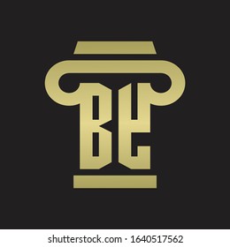 BY Logo monogram with pillar style design template with gold colors