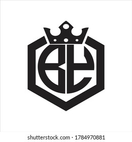 BY Logo monogram rounded by hexagon shape with crown design template on white background