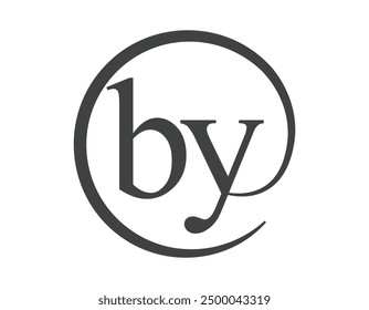 BY logo from two letter with circle shape email sign style. B and Y round logotype of business company for brand identity.