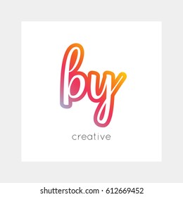 BY logo, vector. Useful as branding symbol, app icon, alphabet element, clip-art.