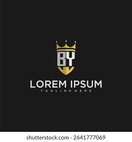 BY luxury letter monogram for crown and shield logo design