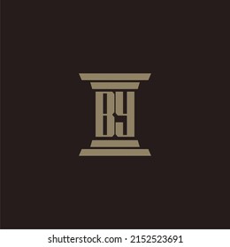 BY monogram initial logo for lawfirm with pillar design