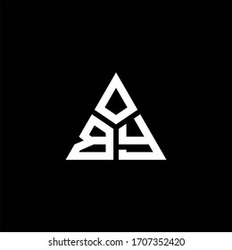 BY monogram logo with 3 pieces shape isolated on triangle design template