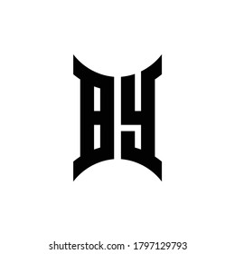 BY monogram logo with curved side design template