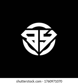 BY monogram logo with diamond shape and ring circle rounded design template