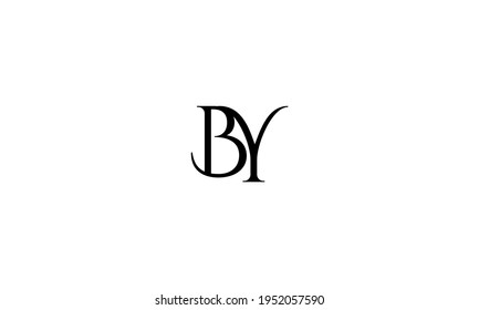 logotipo BY monogram.Icono tipográfico con letra serif b y letra y. Icono de letra