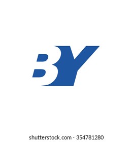 BY negative space letter logo blue