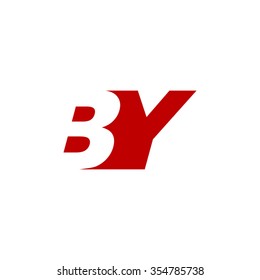 BY negative space letter logo red