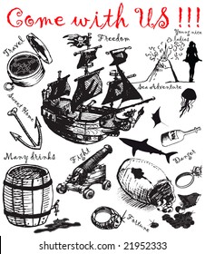 to by a pirate 4, hand drawing funny vectors collection, WORKLOAD