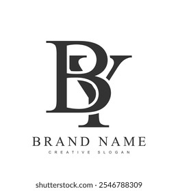 BY trendy logotype template. Initial letter b and y classic font style. Creative logo for company name or identity. Vector illustration.