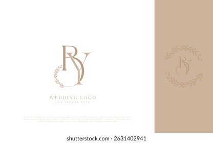 BY Wedding Logo with Floral Monogram