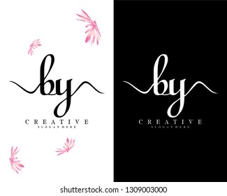 by, yb creative handwriting logo letter vector 