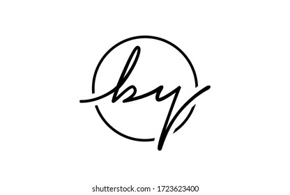 by or yb Cursive Letter Initial Logo Design, Vector Template
